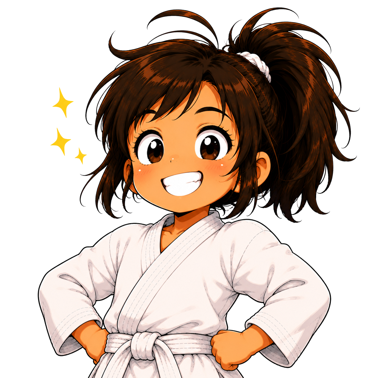 Luna Karateka con las manos en la cintura